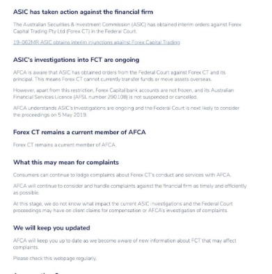 Retail Fx Broker Forexct Has Asic License Cancelled